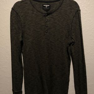 Express - Long Sleeve Henley Waffle Tee